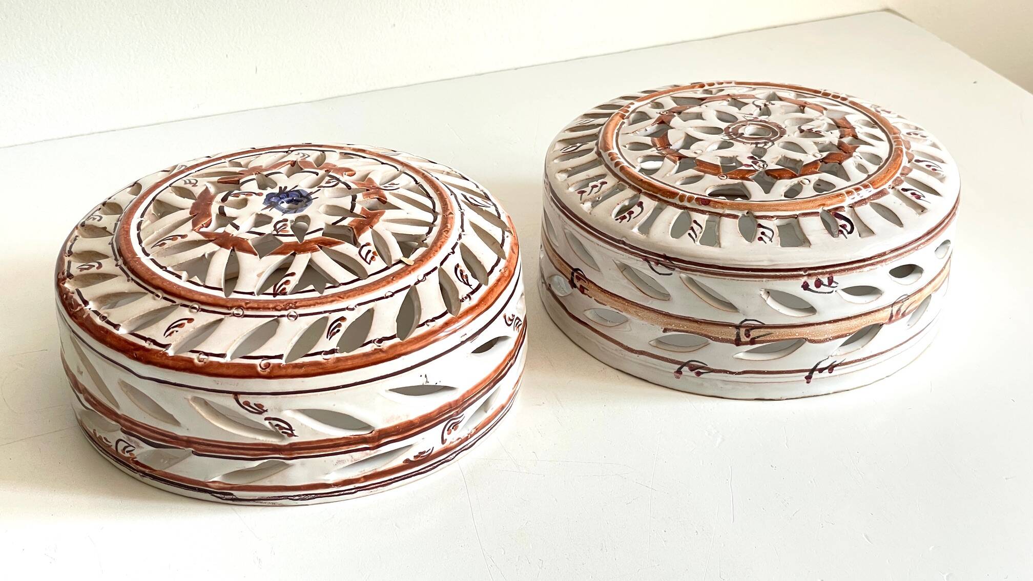 Handcrafted ceramic wall light blue centre