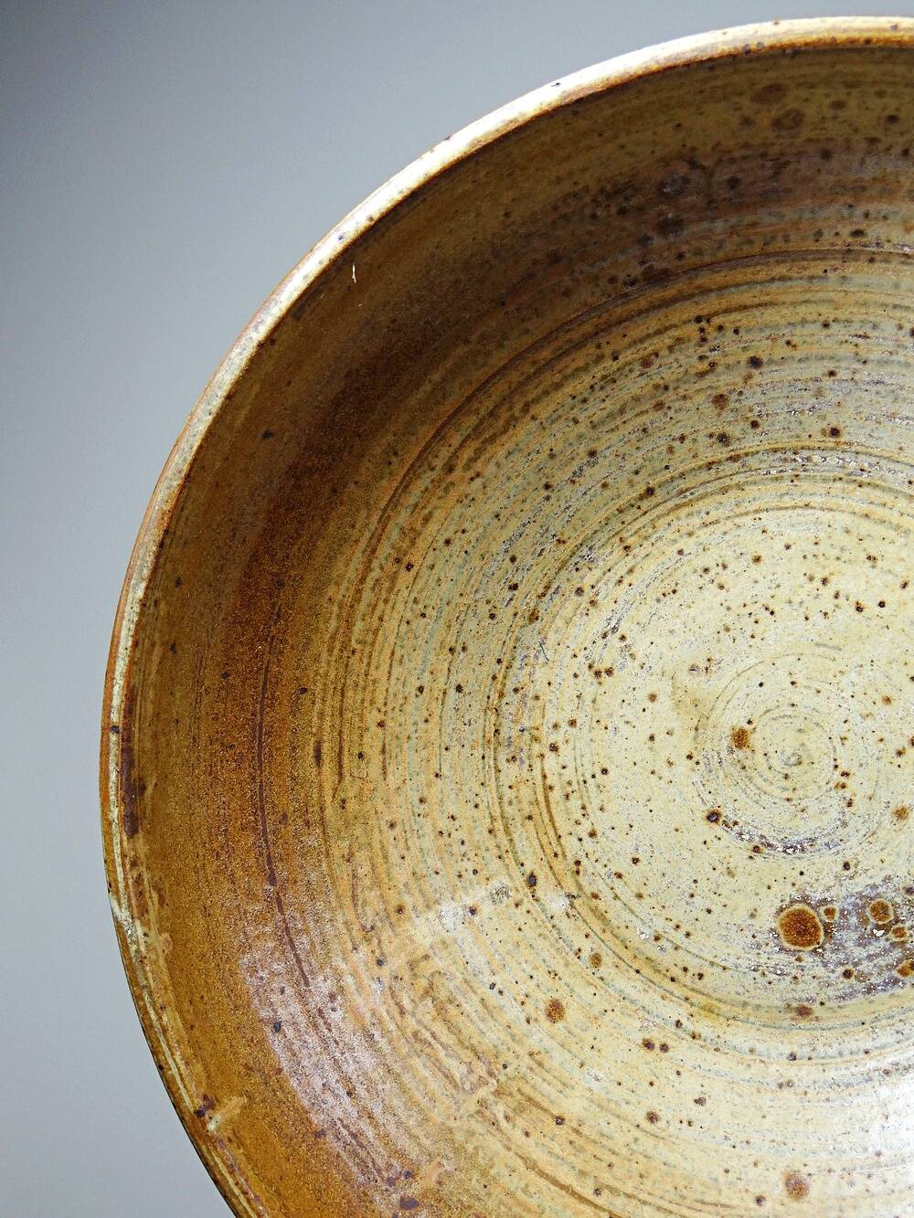 Large vintage Puisaye stoneware fruit bowl attributed to Jean-Pierre Prudhomme