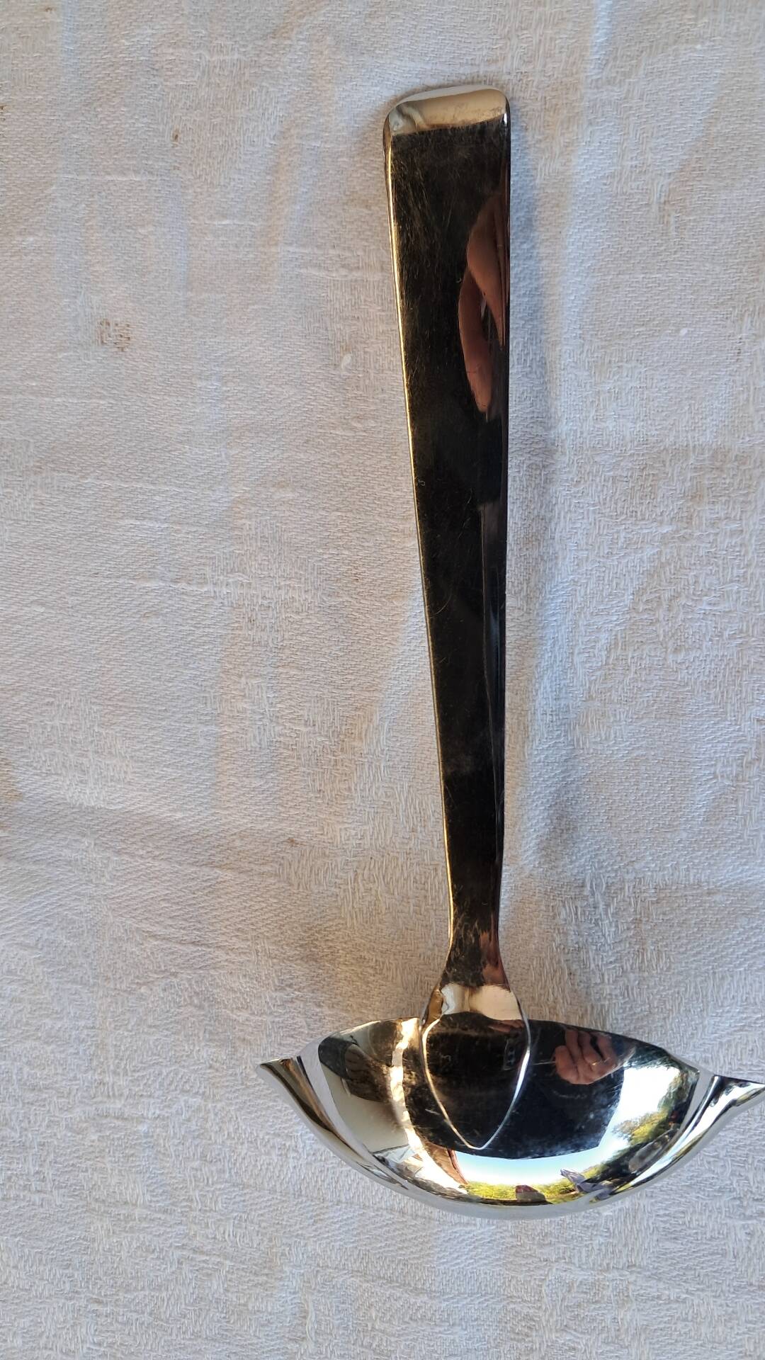 Old sauce spoon, fat and lean, Boulenger, silver-plated metal.