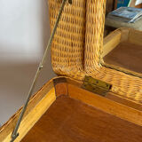 Rattan console desk with curved legs, 1970s