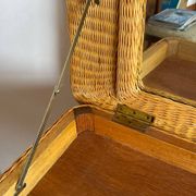 Rattan console desk with curved legs, 1970s
