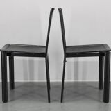 1980s Set of Four Dining Chairs in Leather in Matteo Grassi Style, Italy