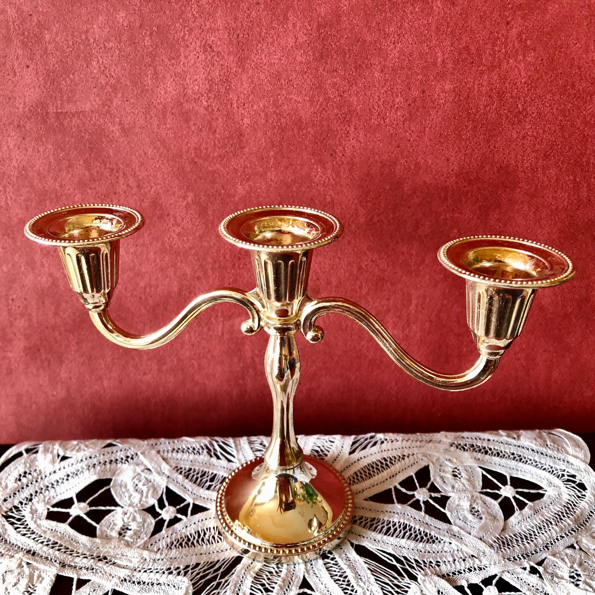 Candle holder chandelier gold 3 lights mayell ep on zinc england