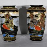 Pair of satsuma vases in japanese porcelain – early twentieth