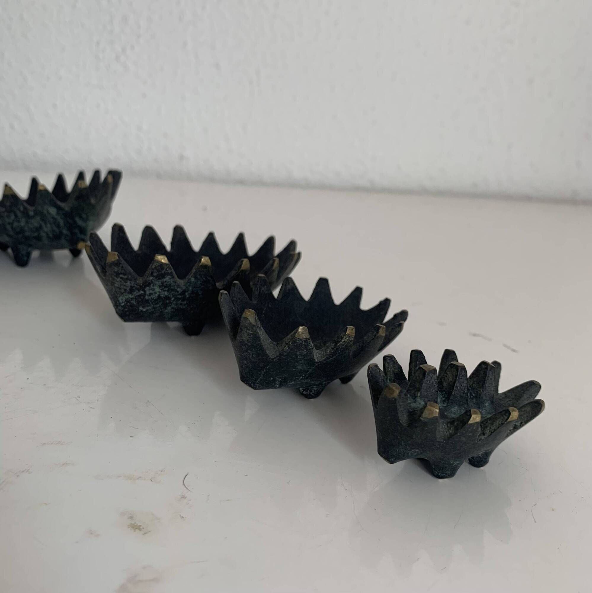 Vintage 1950s hedgehog ashtrays by Walter Bosse for Hertha Baller
