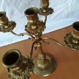 Pair of 5-light brass candelabra candlesticks, 20th century
