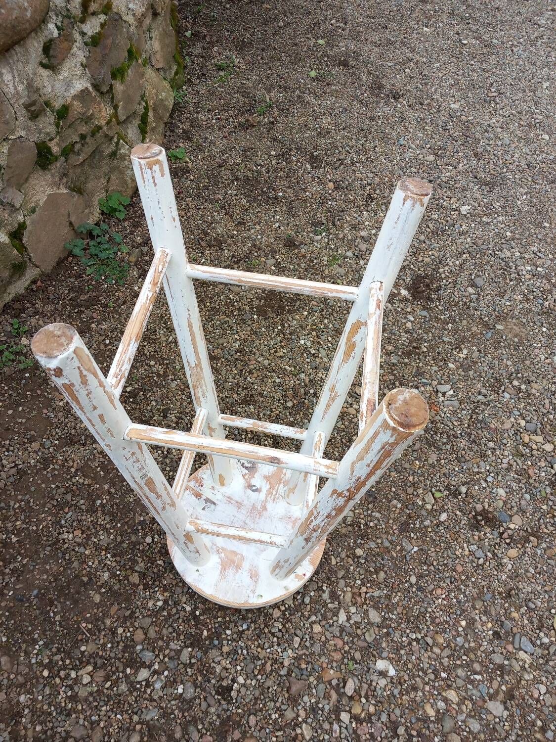 High stool in recycled style wood