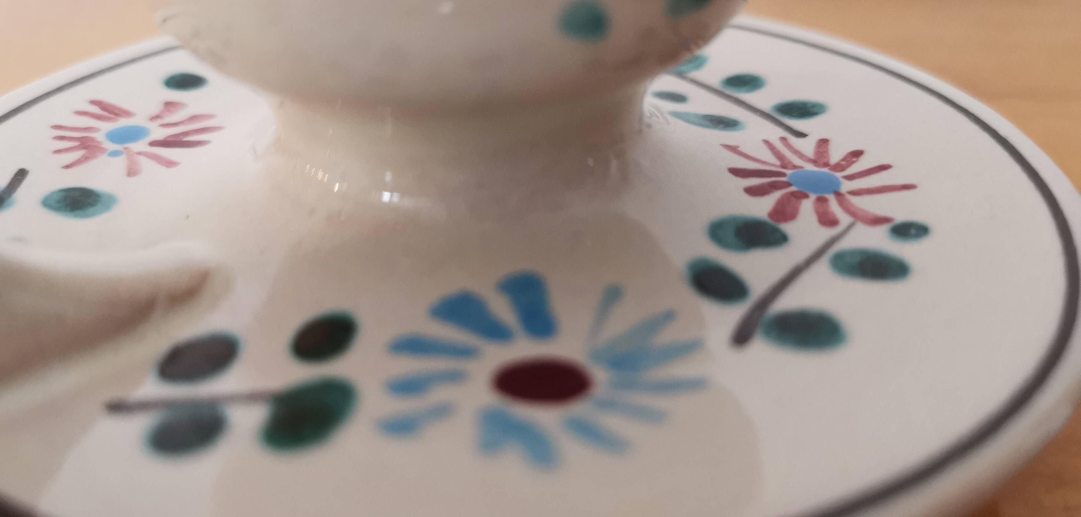 Vintage earthenware candle holder signed RP Vallauris