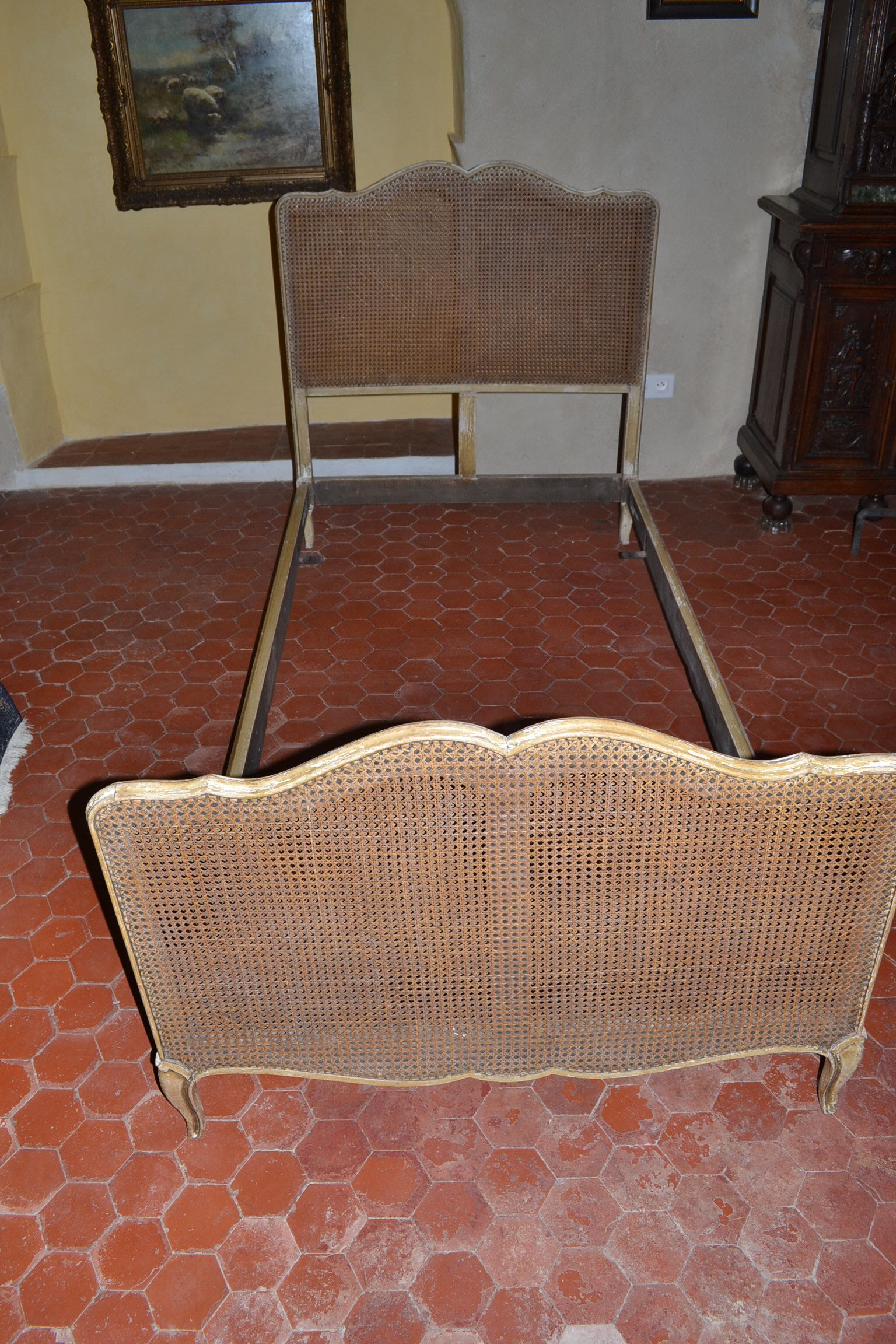 Beds caned in pair, end 19th century, circa 1890