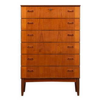 Commode haute en teck de design danois, années 1960