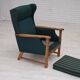 1970s, Danish high back armchair, furniture wool, solid oak wood.