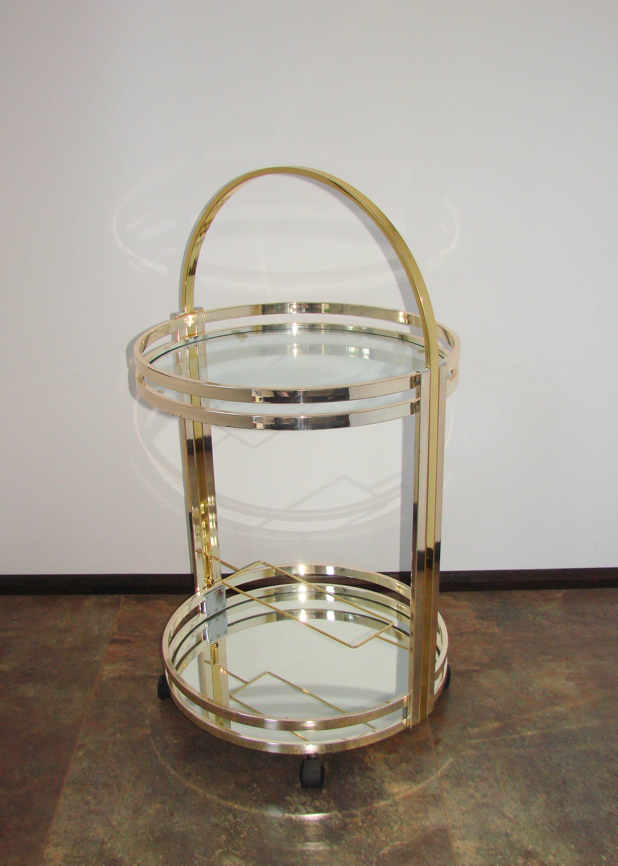 Art Deco mobile drinks trolley on wheels, 1970s