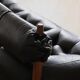 Percival Lafer MP-81 three seater sofa in black leather, Brazil 1970s