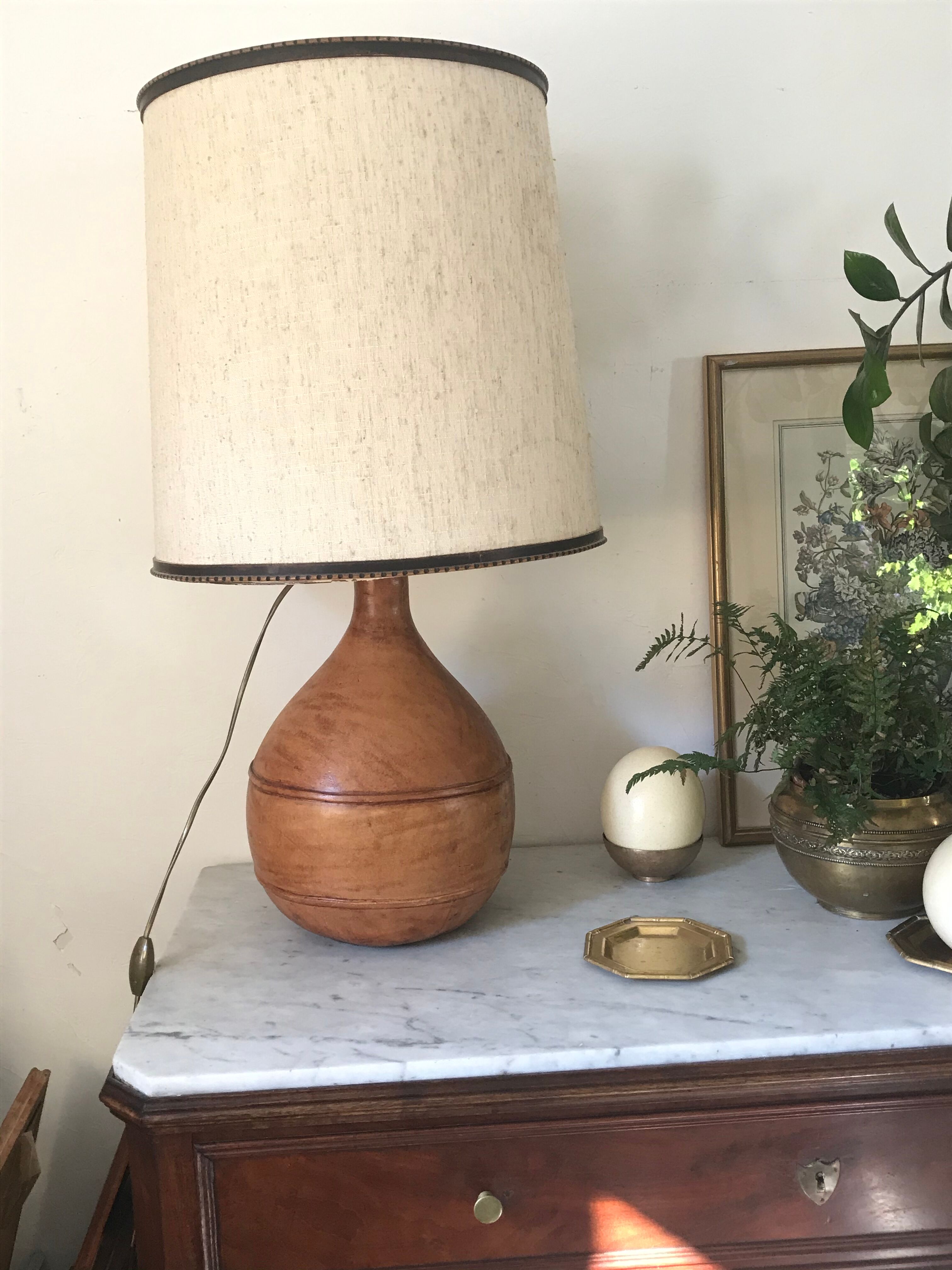 Vintage leather lamp 40 cm