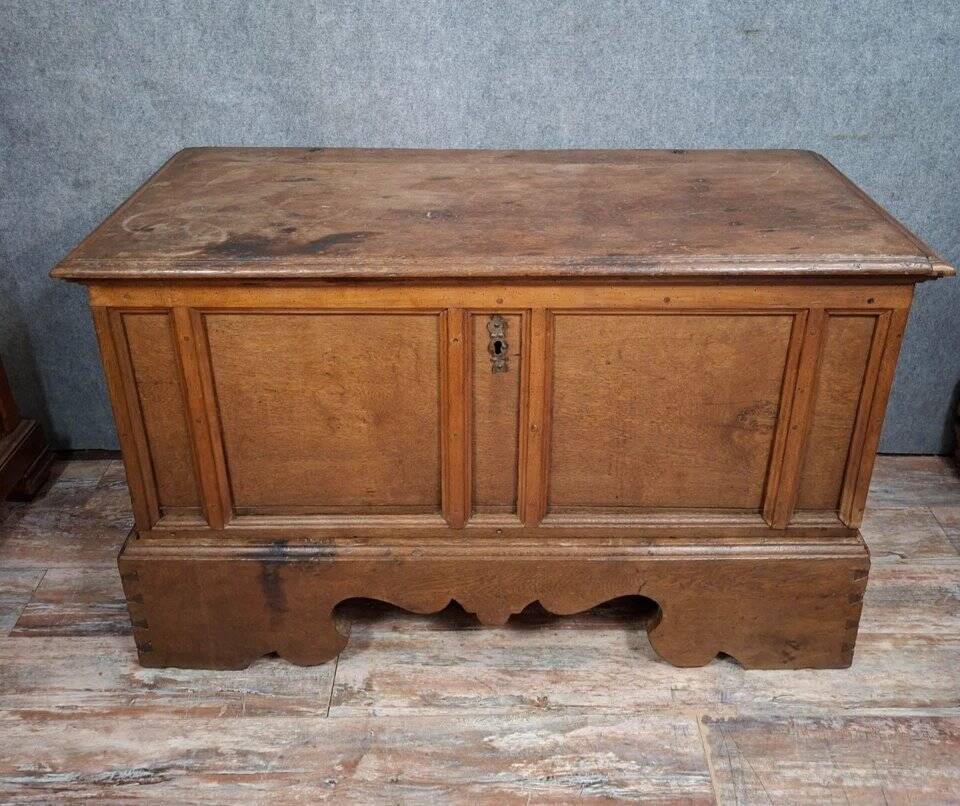 Oak chest with moulded panels – rustic work – 18th century
