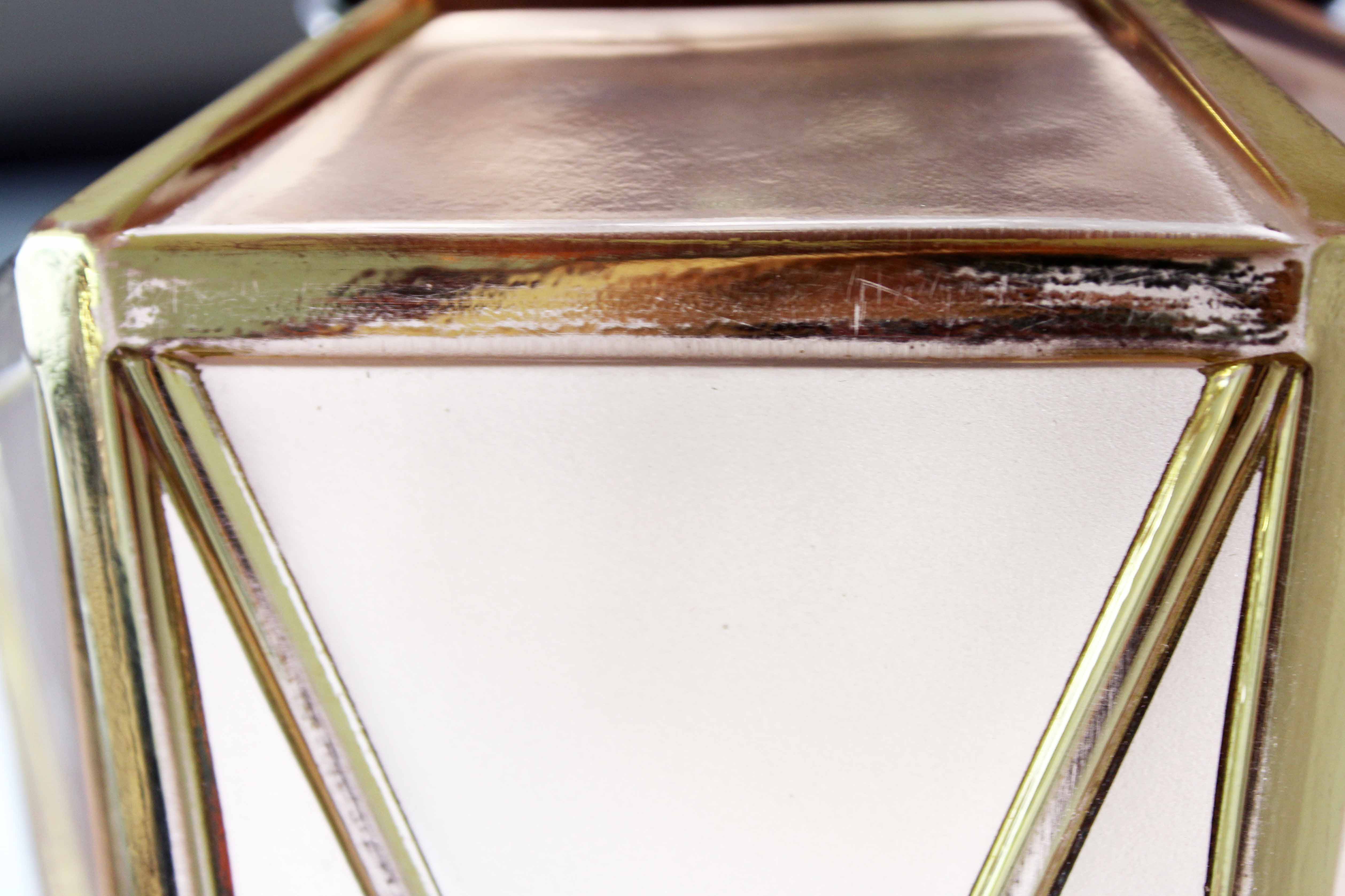Art Deco suspension in pink and brass glass