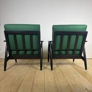 Pair of Danish armchairs from the 1960s – Mid-century seats in teak and fabric