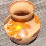 Large glazed ceramic vase from the manufacture of Saint Clément France Vintage 70s.