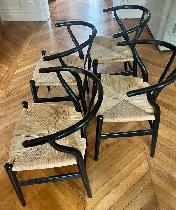 Lot de 4 chaises CH24 Wishbone par Hans Wegner pour Carl Hansen