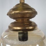 Lustre en verre travaillé et laiton