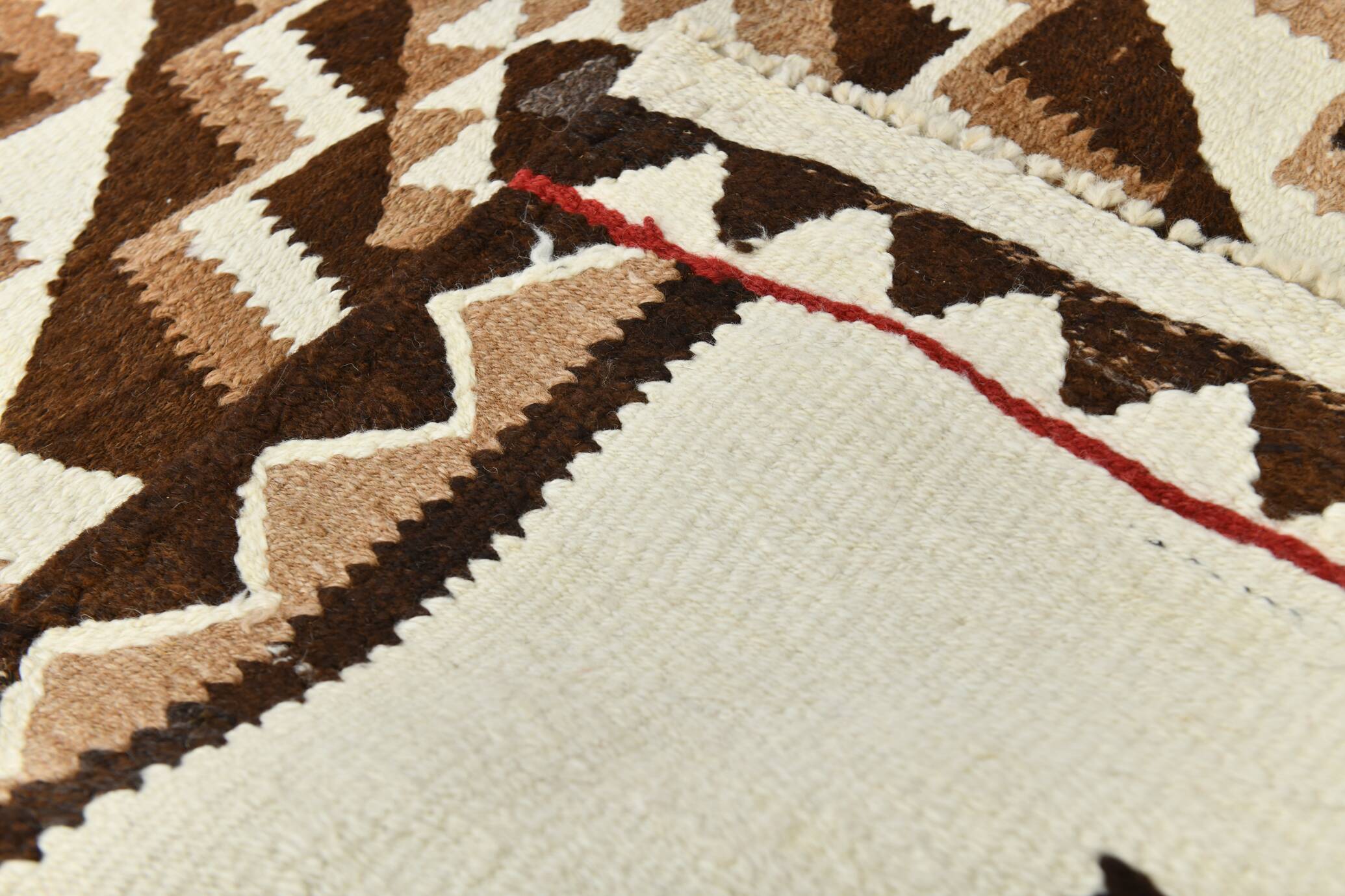 Tapis kilim vintage marron & beige