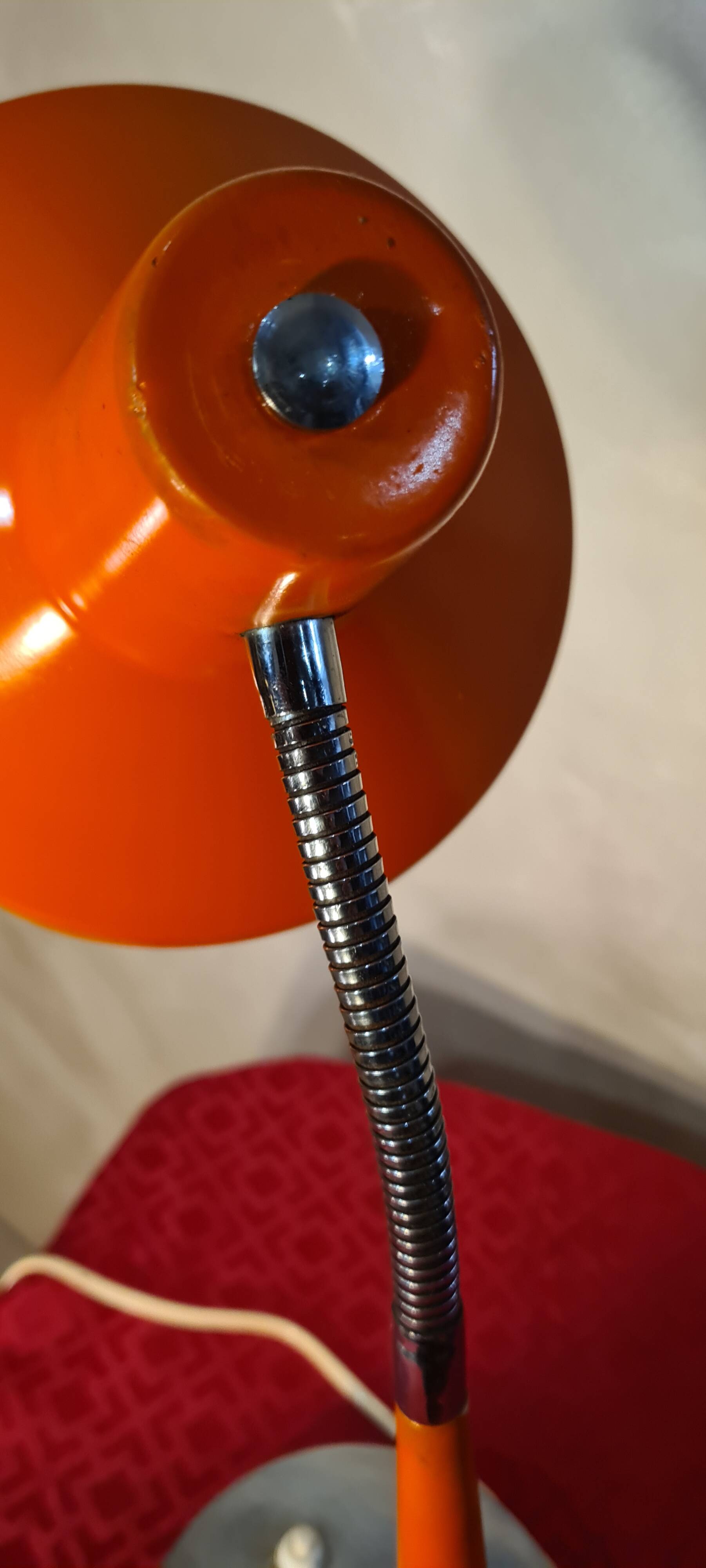 desk lamp 1960 to 70 orange slight signs of wear 42x26 good condition
