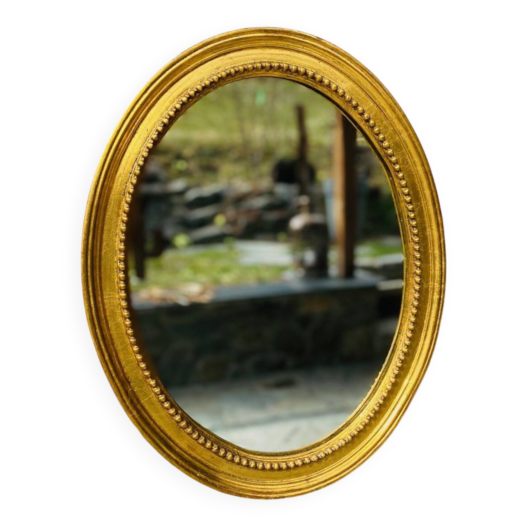 Antique gold oval mirror