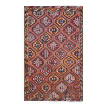 1970s Vintage Turkish Hand-Knotted Wool Cotton Red Area Rug 157x255