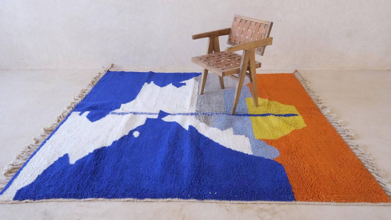Custom-made traditional hand-woven wool Berber rug