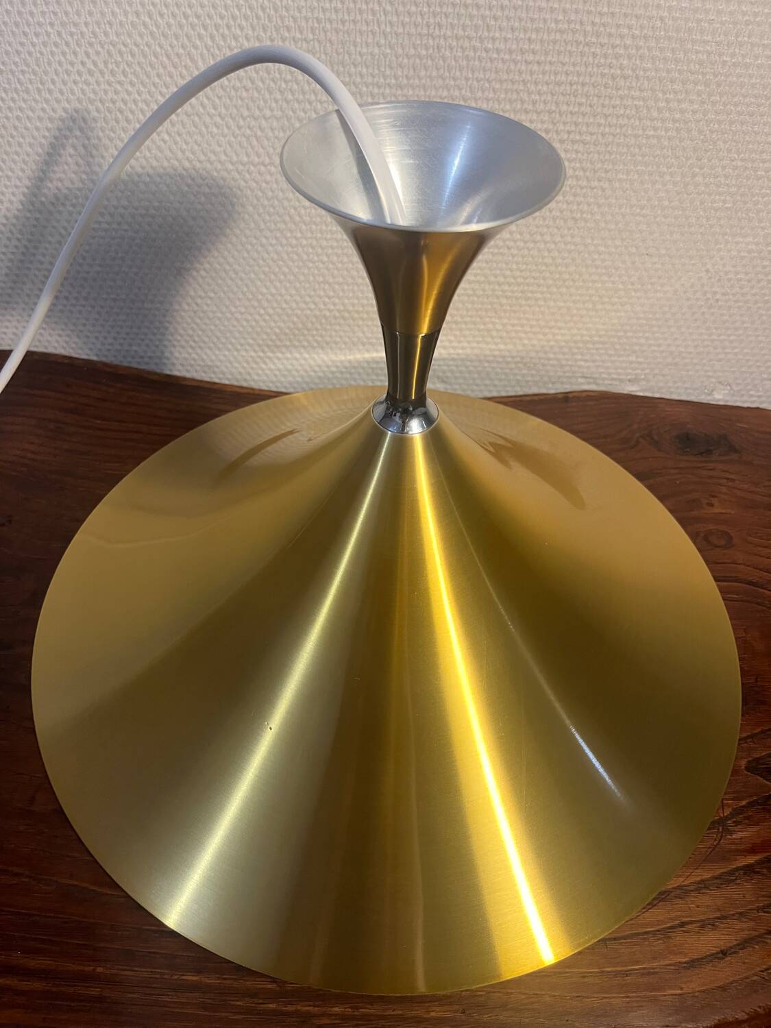 Gold-tone metal pendant light, 1960s