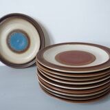 Series of 12 large plates of vintage sandstone DENBY made in Engand