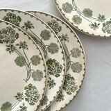 4 assiettes à dessert terre de fer « Géranium » Sarreguemines