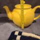 Vintage ceramic teapot blank England sunny yellow glossy ANGLETE with sock