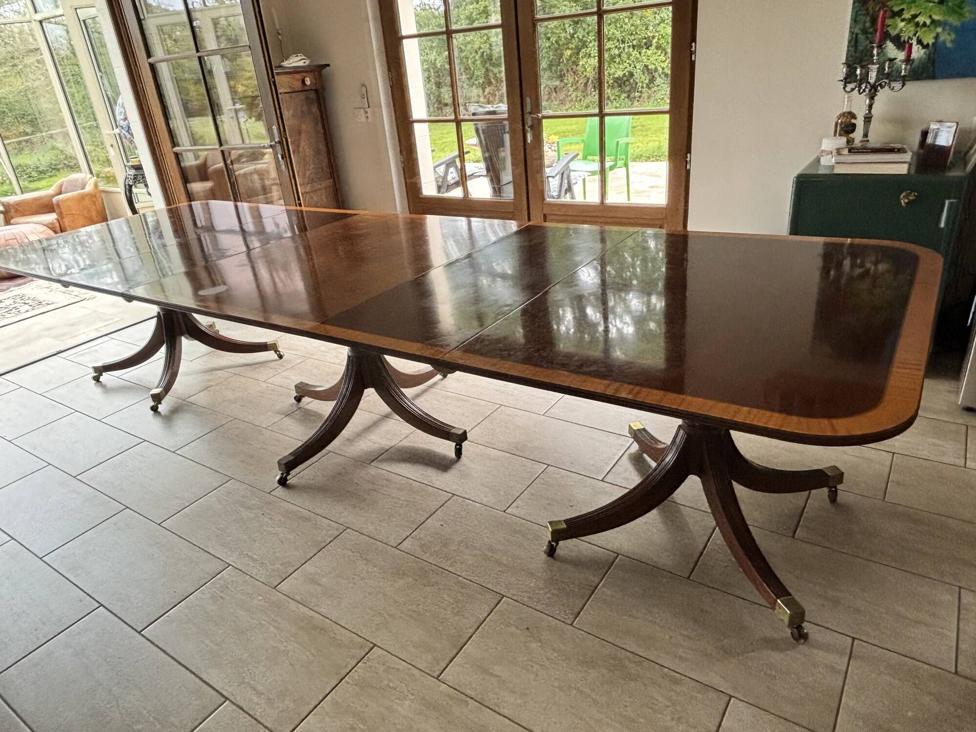 A Vintage Regency Revival very large family dining table 14 person
