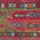 Decorative Tribal Antique Rug, Handwoven Green, Red Oriental Rug- 179x413cm
