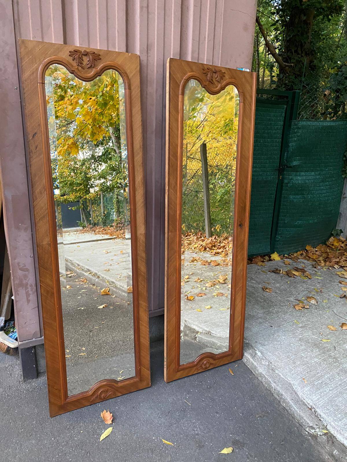 Miroir biseauté en chêne massif sculpté 50x165cm