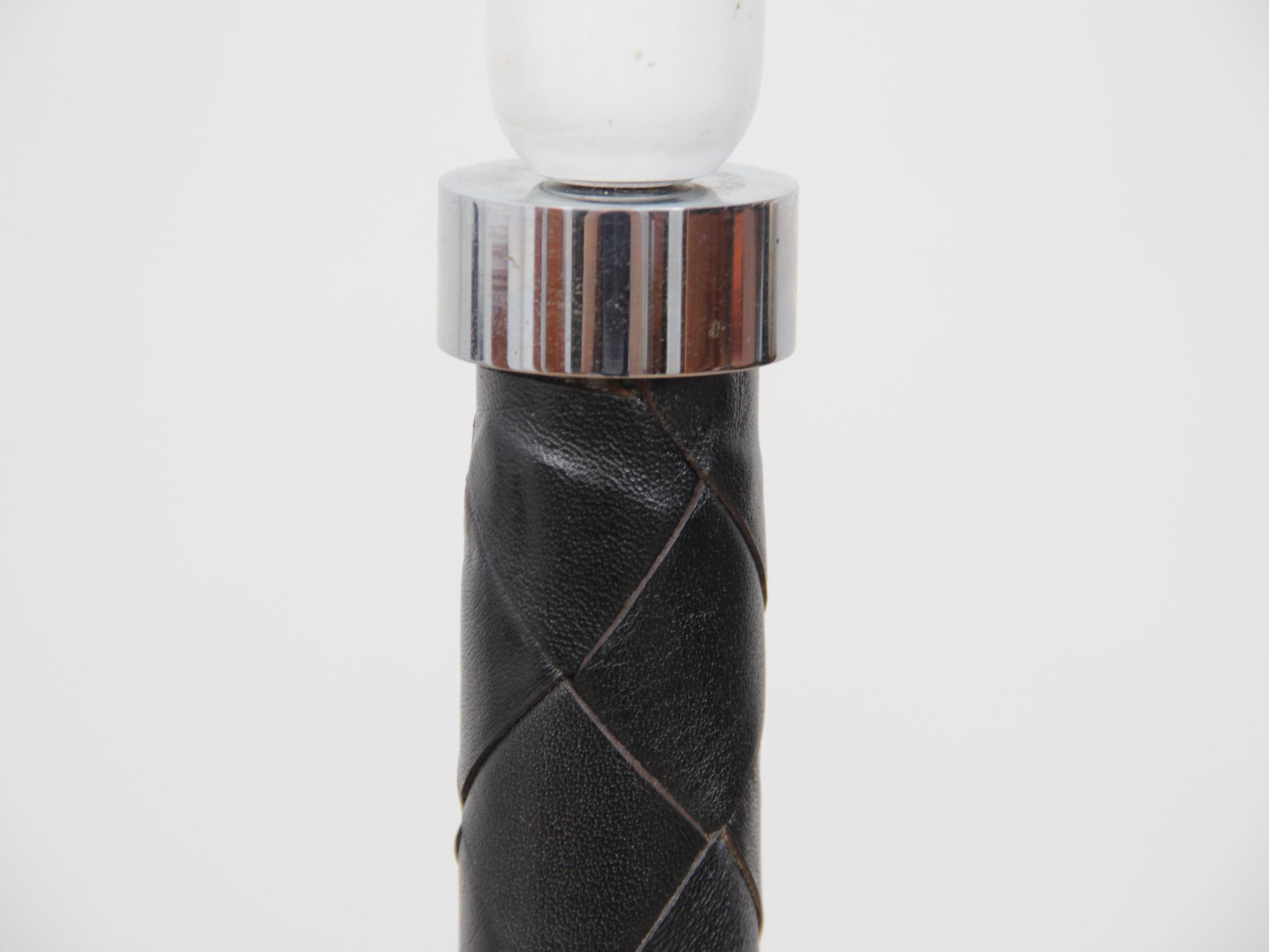 Scandinavian leather and aluminium floor lamp