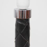 Scandinavian leather and aluminium floor lamp