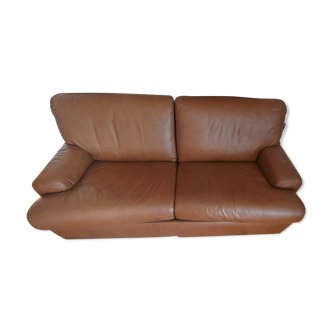 Canape brown leather bed