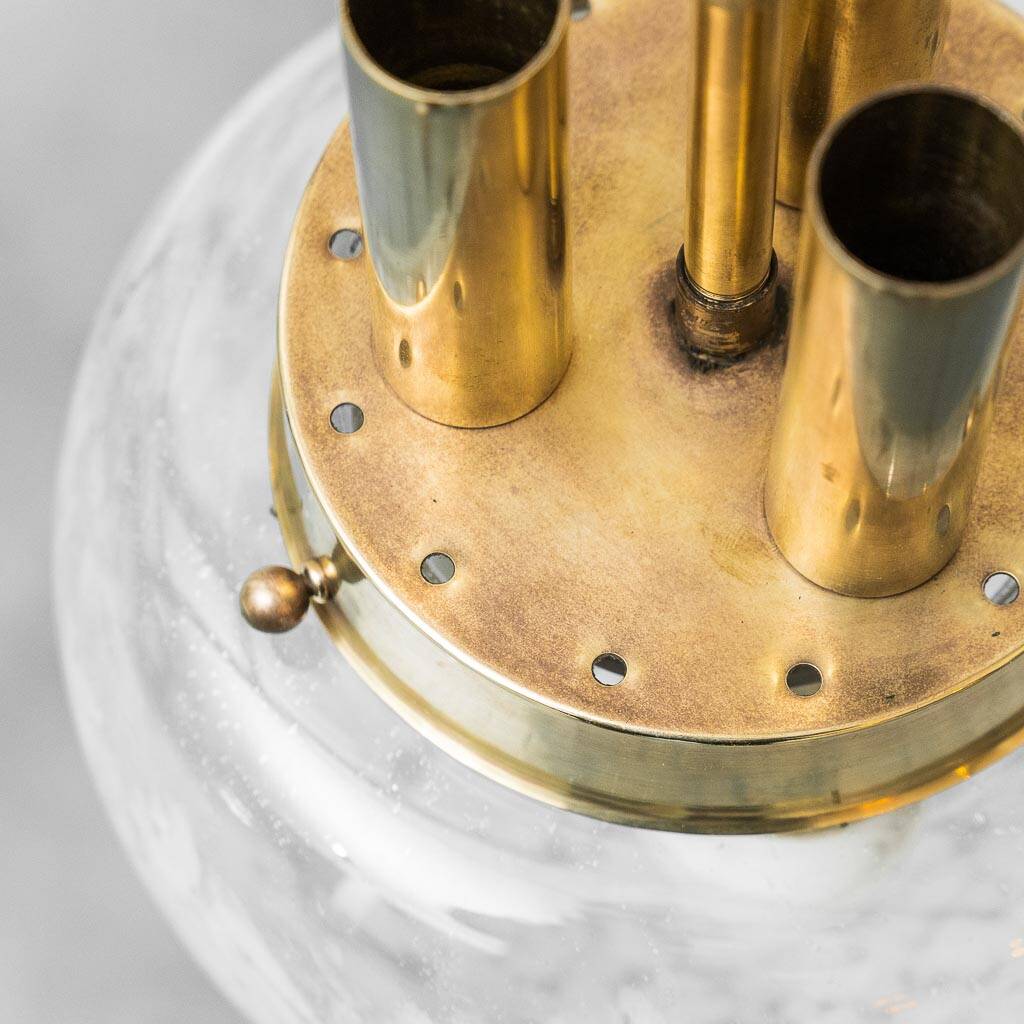 Vintage brass and blown glass pendant lamp – 1960s design chandelier