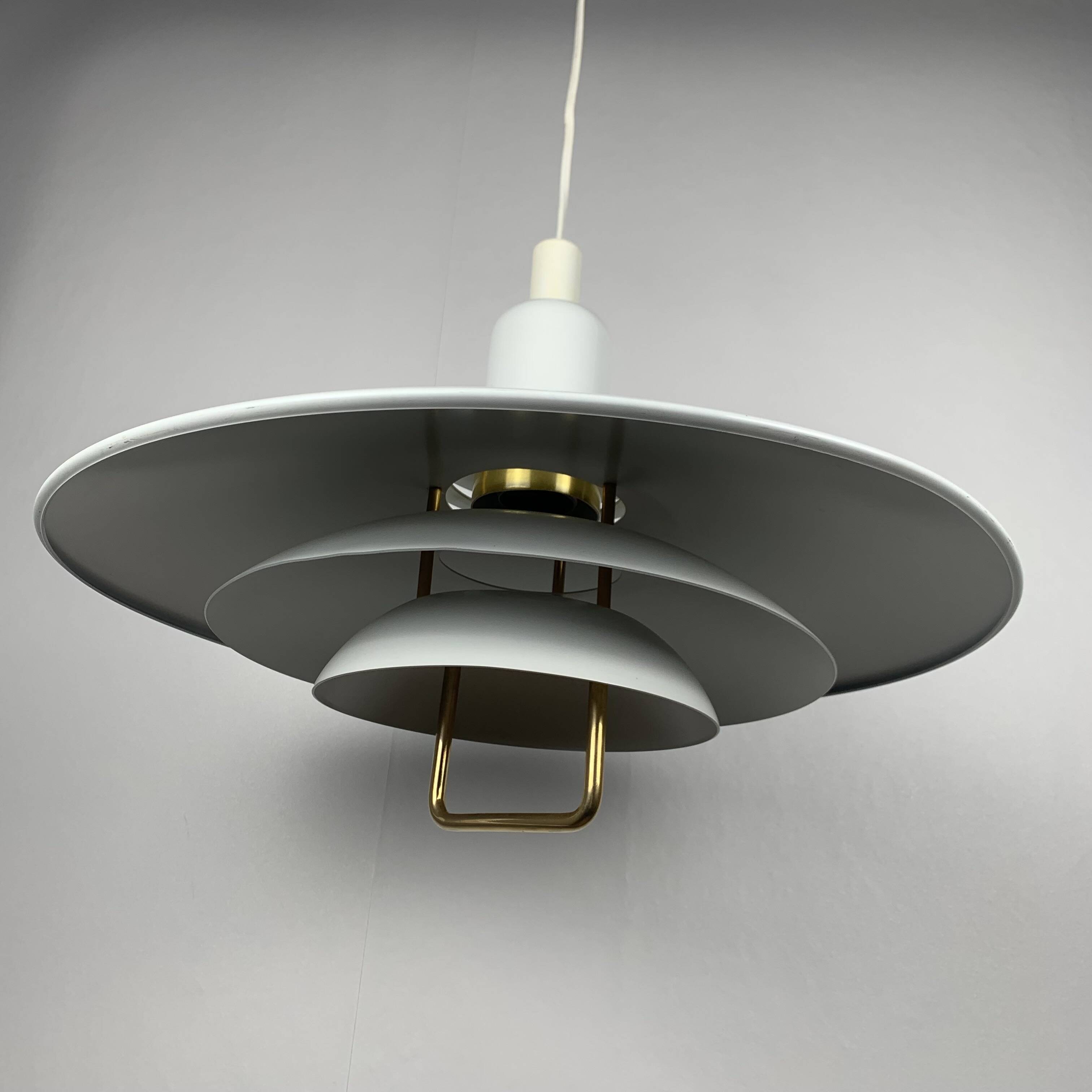 Large Danish AB BELID pendant lamp with handle, white, 1970/80