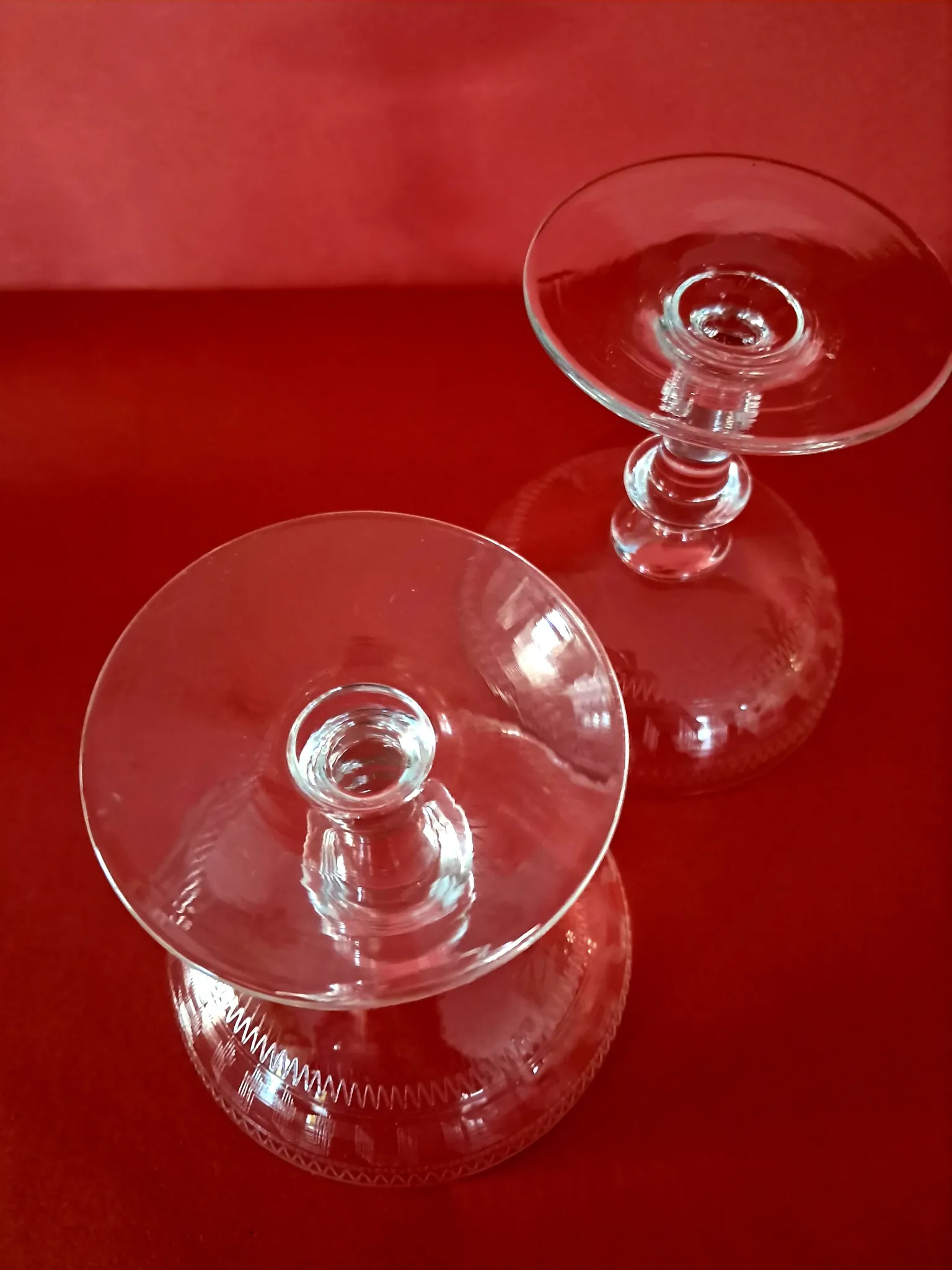 2 crystal champagne coupes from the 1890s/1910s