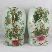 Paire de vases muraux céladon asiatiques, fin 19è siècle