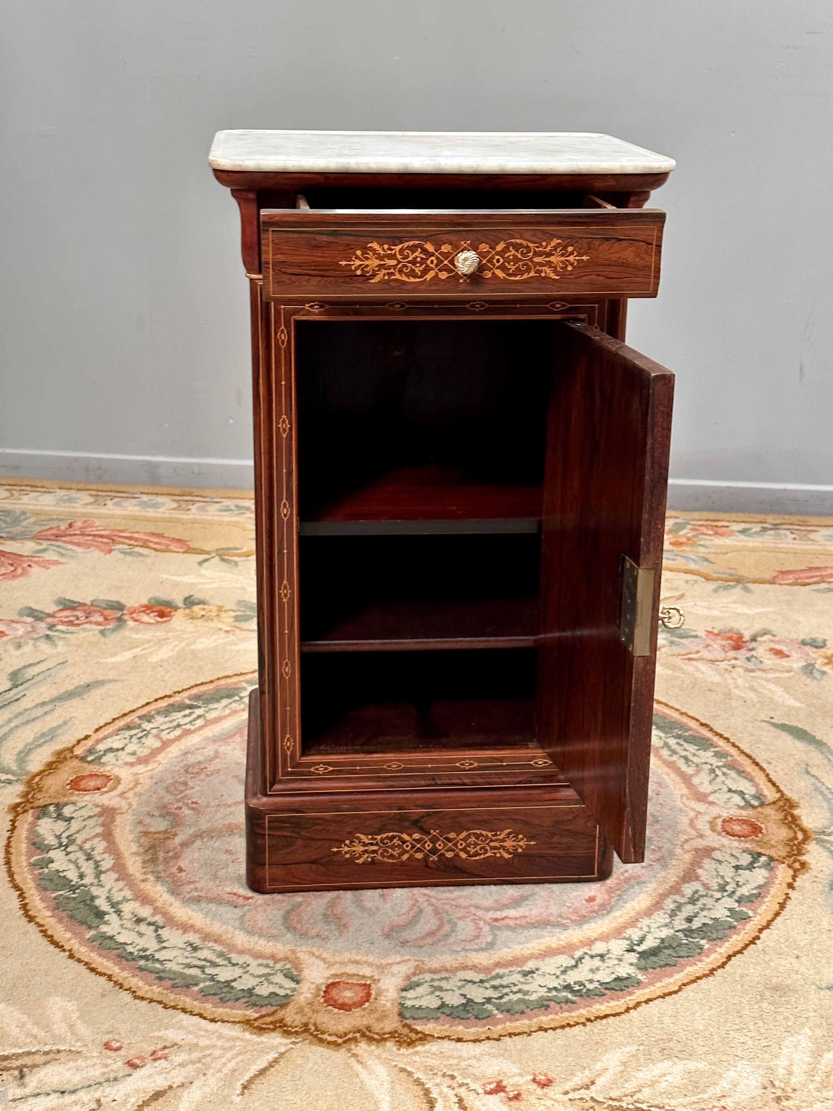 Bedside of the period Charles X in marquetry XIXth