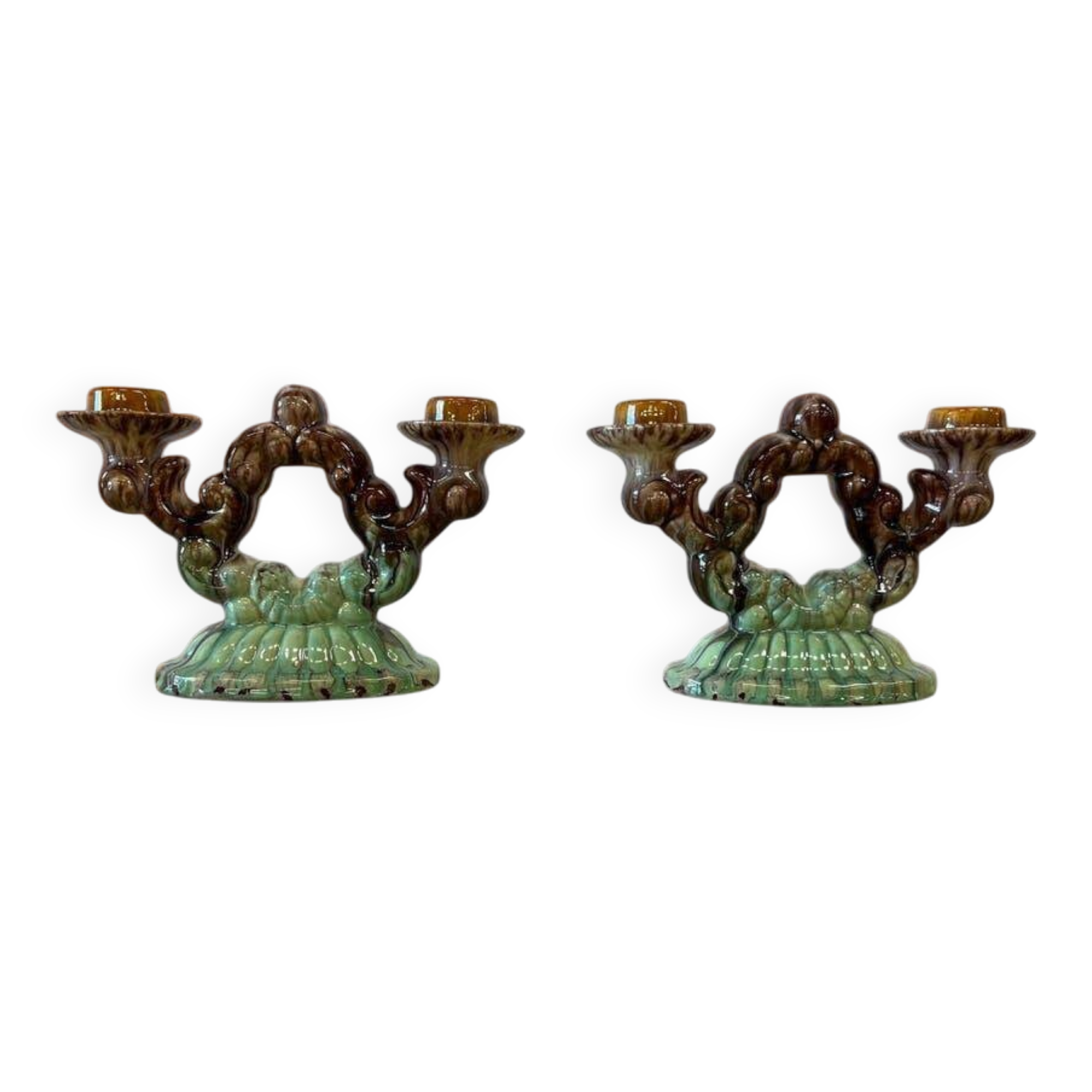 Set of 2 vintage ceramic candlesticks / decoration