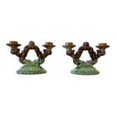 Ensemble de 2 chandeliers vintage en céramique / décoration