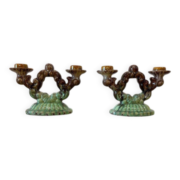 Set of 2 vintage ceramic candlesticks / decoration