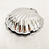 Silver-plated shell butter dish, 1950s