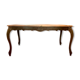 Table Louis XV marbre rose et bronze