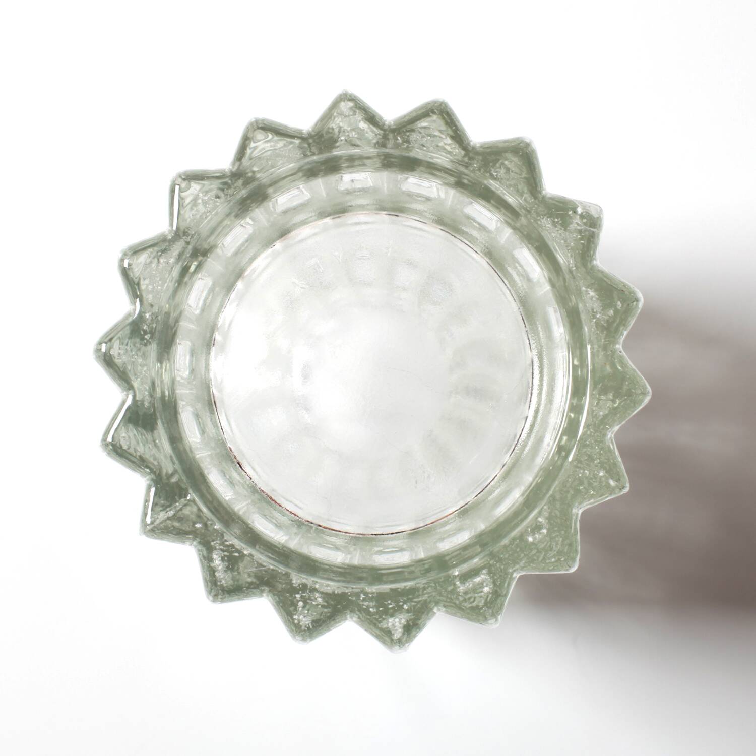 Vintage Solid Heavy Clear Hand Pressed Glass Flower Vase / Fidenza / Italy